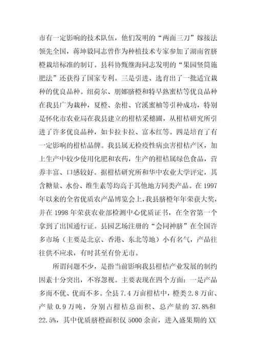 柑桔产业的调查报告