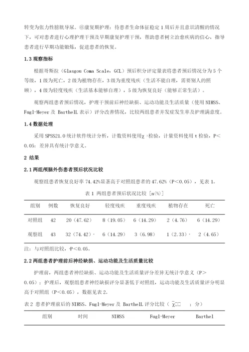 循证护理对颅脑外伤患者运动和神经功能的效果观察.docx