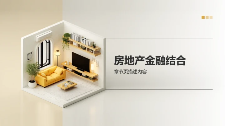 黄色3D风客厅设计PPT