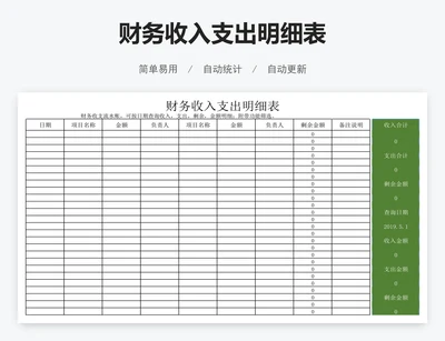 财务收入支出明细表