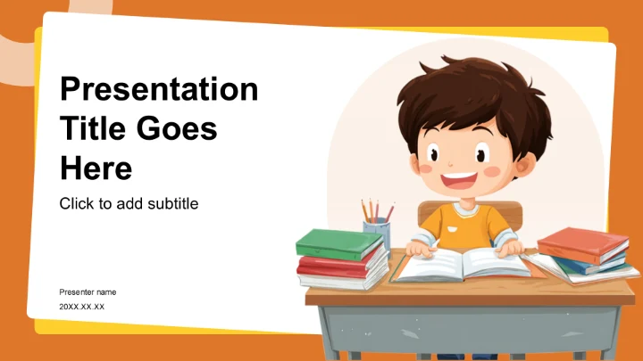 橙色卡通风格学生期末表现与成长亮点PPT主题