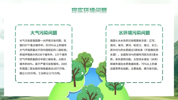 实景生态环保爱护环境主题教育PPT模板