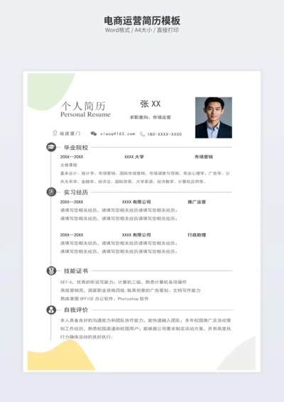 电商运营简历模板
