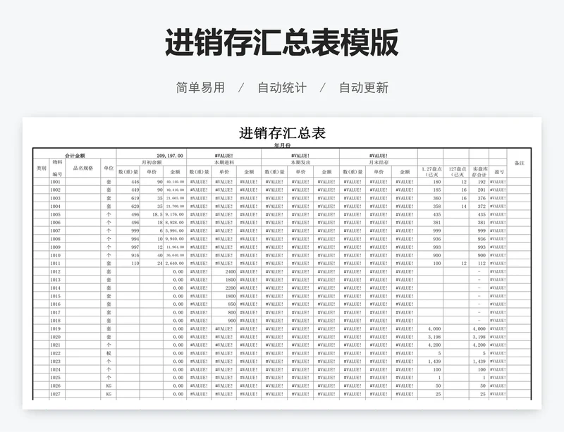 进销存汇总表模版