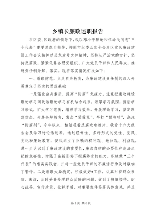 乡镇长廉政述职报告.docx