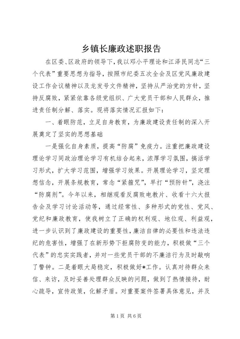 乡镇长廉政述职报告.docx