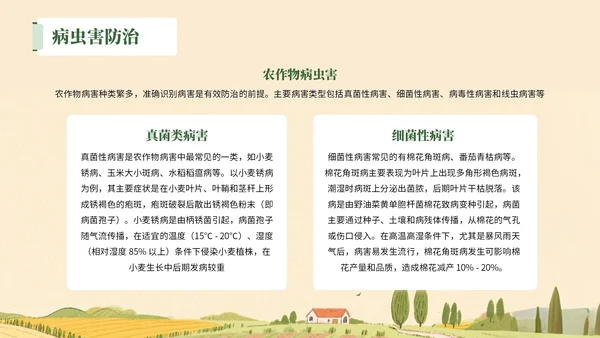 绿色插画风格提升农业技术+助力丰产丰收PPT模板