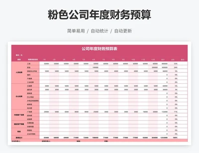 粉色公司年度财务预算