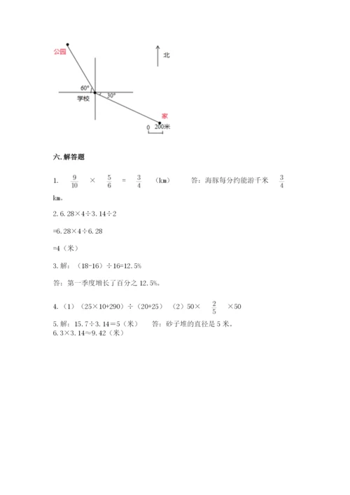 2022年人教版六年级上册数学期末测试卷【b卷】.docx