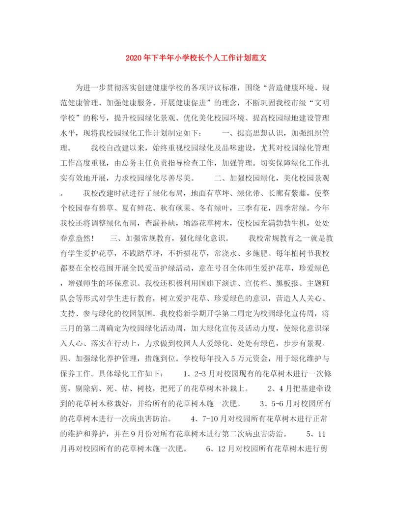 精编之年下半年小学校长个人工作计划范文.docx