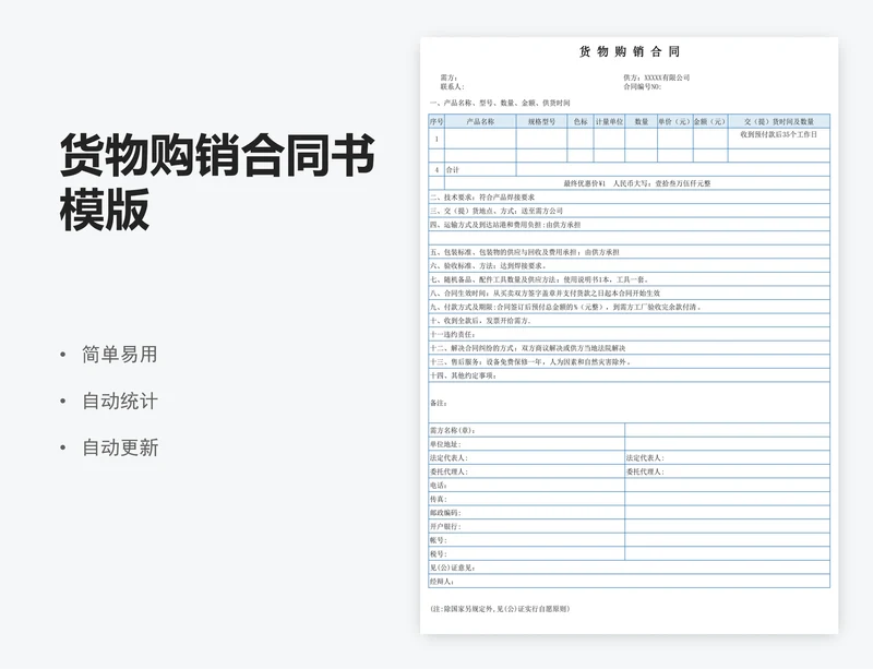 货物购销合同书模版