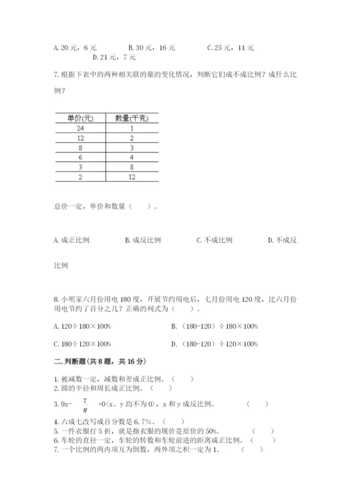 北师大版小学六年级下册数学期末综合素养测试卷精品【精选题】.docx
