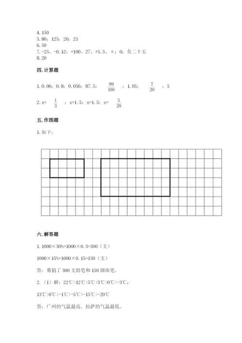 沧州市运河区六年级下册数学期末测试卷精品含答案.docx