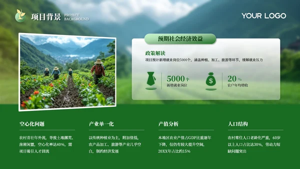 黄绿色风乡村振兴PPT模板