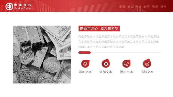 中国银行工作汇报通用PPT模板