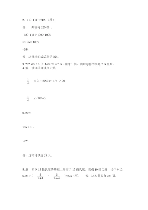 河南省平顶山市六年级下册数学期末考试试卷附参考答案（综合题）.docx