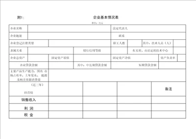 附1：企业基本情况表