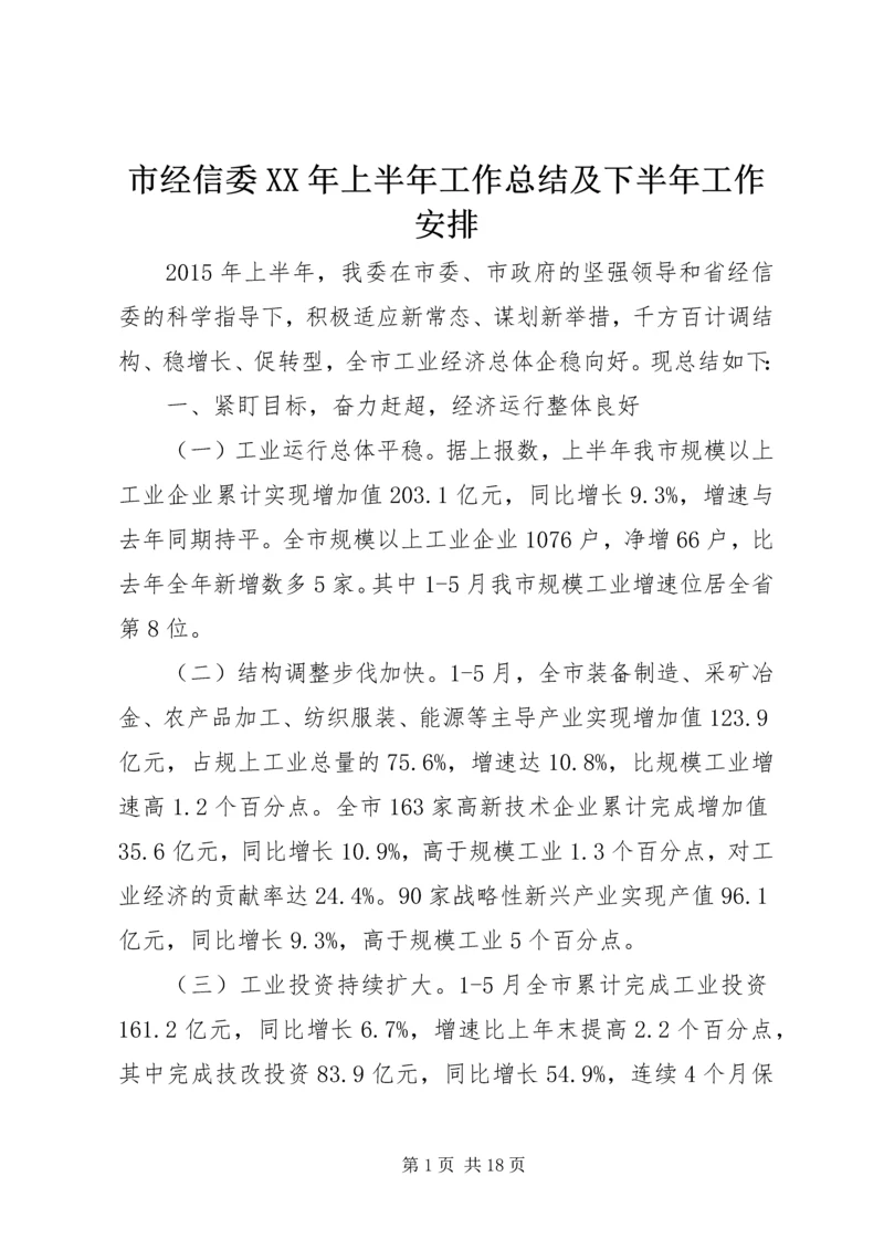 市经信委XX年上半年工作总结及下半年工作安排.docx