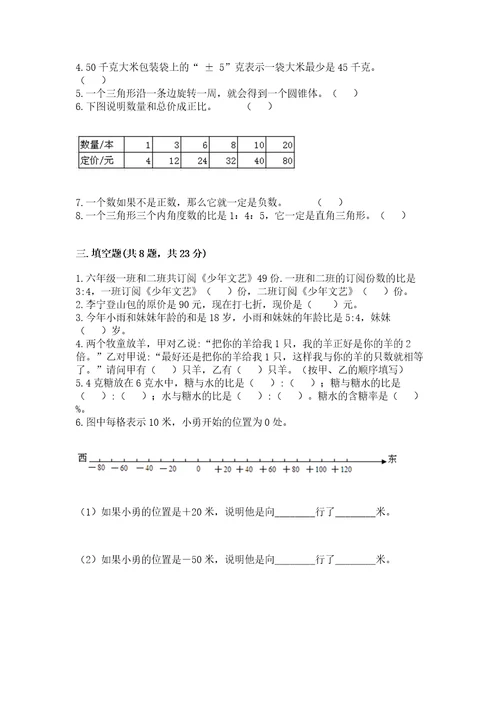 小学毕业班数学试卷（名师系列）