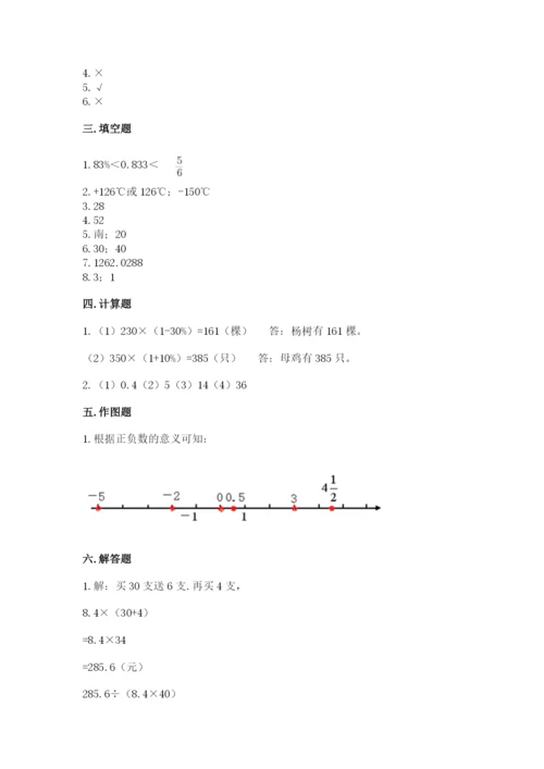 朝阳县六年级下册数学期末测试卷汇编.docx