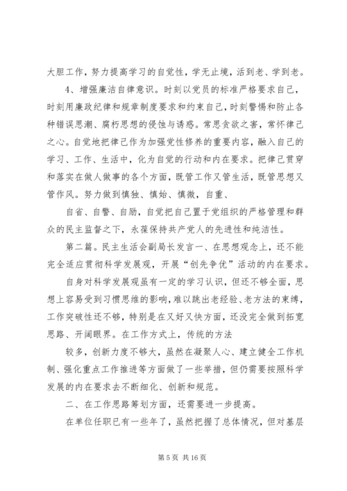 副局长民主生活会发言 (2).docx