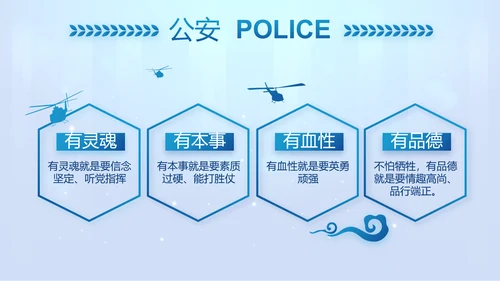 蓝色大气公安警察工作汇报PPT动态模板