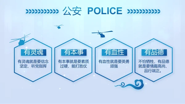 蓝色大气公安警察工作汇报PPT动态模板