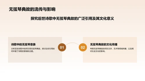 橙色水墨风无弦琴典故赏析PPT模板