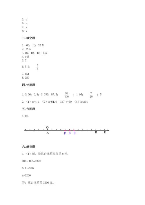 冀教版小学六年级下册数学期末检测试题附参考答案（巩固）.docx