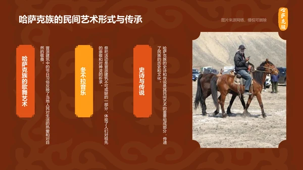 橙色复古风哈萨克族介绍PPT模板