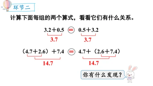 2024（大单元教学）人教版数学四年级下册6.4  整数加法运算律推广到小数课件（共20张PPT)