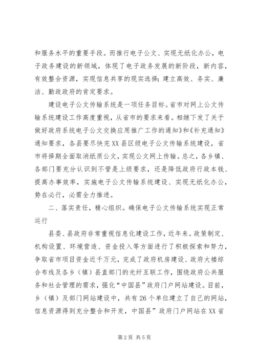 副县长在电子公文传输工作会发言.docx