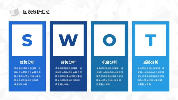 蓝色简约SWOT风险管理分析图表汇报PPT模板