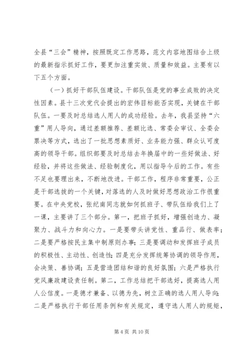 县委书记在全县组织工作调研座谈会上的讲话材料精选.docx