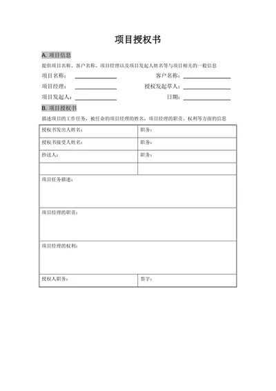 项目授权书