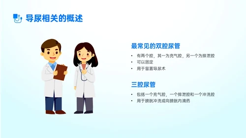 蓝色简约形状导尿相关知识培训PPT课件护理医疗