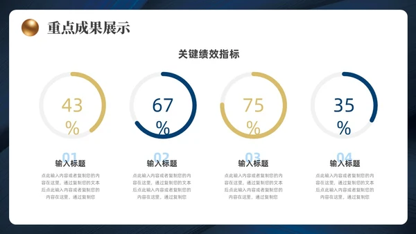 蓝色金色简约风工作总结汇报ppt模板