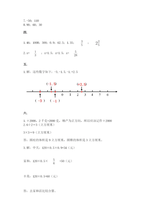 苏教版六年级数学下学期期末测试题（网校专用）.docx