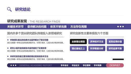 长春花蓝简约通用学术汇报PPT模板