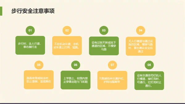 绿色插画风交通安全主题班会PPT模板
