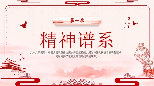 水彩山水东北抗联精神讲座PPT模板