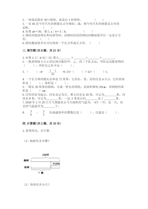 安庆市迎江区六年级下册数学期末测试卷含答案.docx