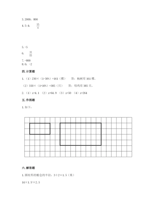 忻州市代县六年级下册数学期末测试卷及参考答案1套.docx