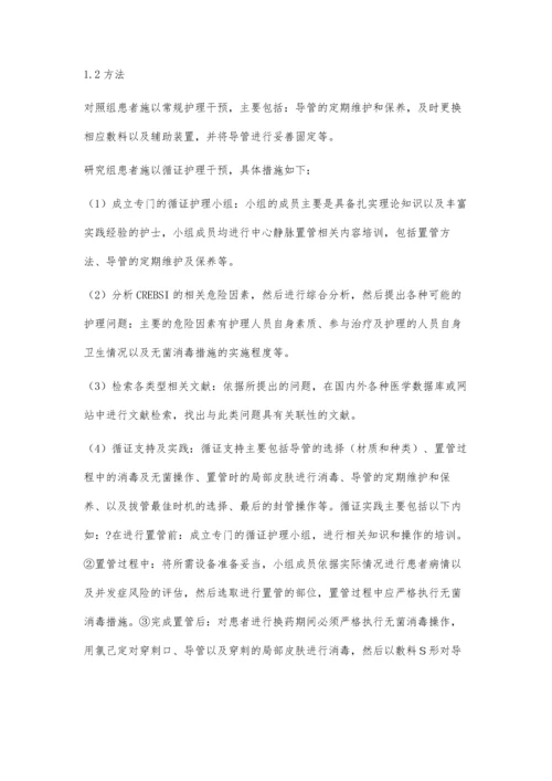 循证护理在预防急诊重症监护室病人导管相关血流感染中的应用效果.docx