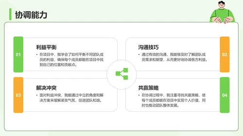 绿色插画风小组成员自我介绍PPT模板