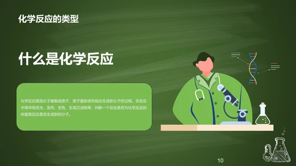 绿色插画探索化学世界主题班会PPT