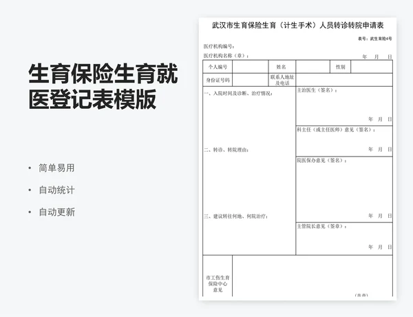 生育保险生育就医登记表模版
