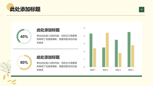 绿色小清新花卉风格毕业答辩开题报告通用PPT演示模板