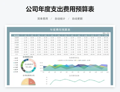 公司年度支出费用预算表