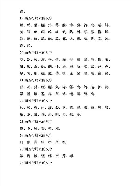 五行属水的汉字大全